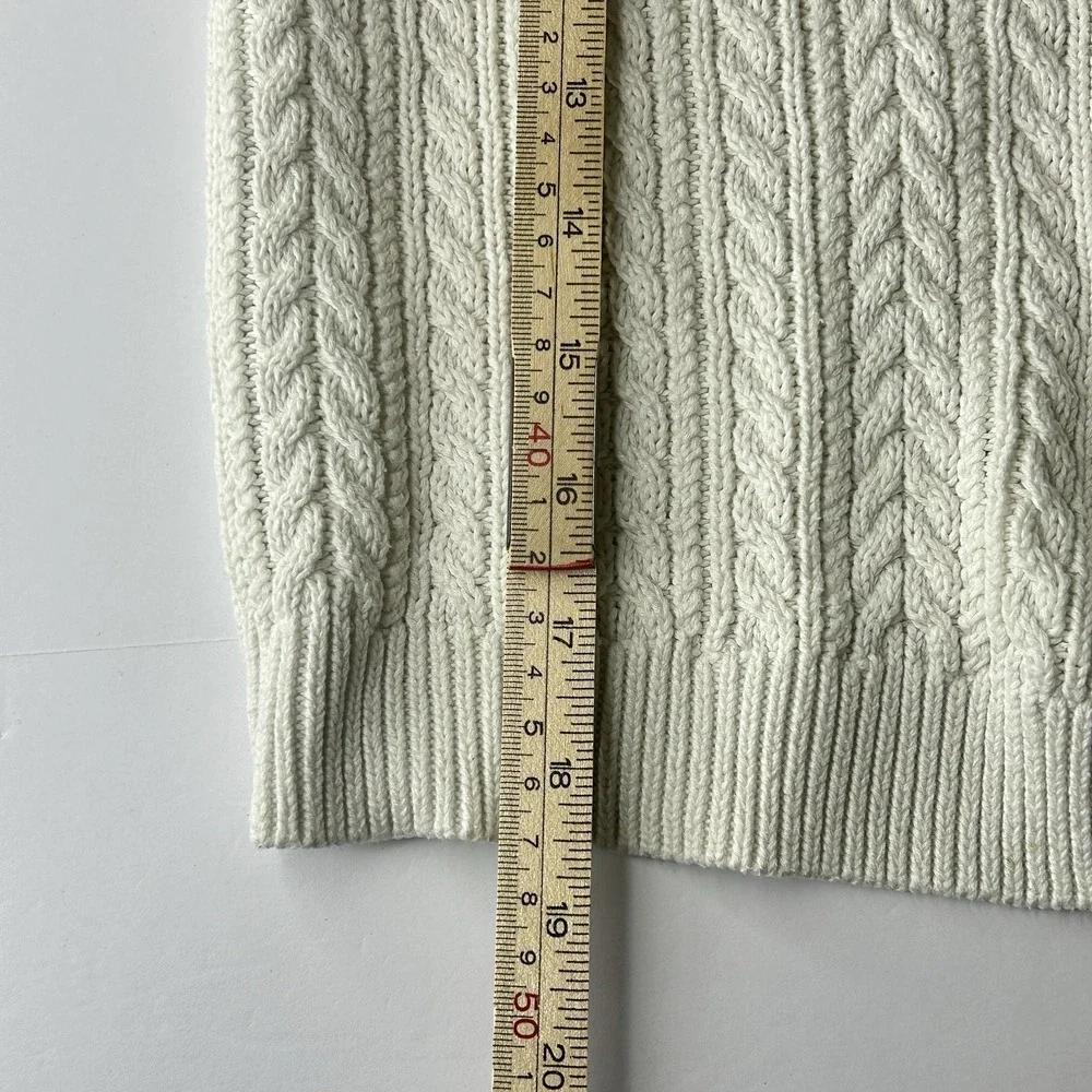 John Galt White Zoe V Neck Cable Knit Button Up Cardigan Women's One Size